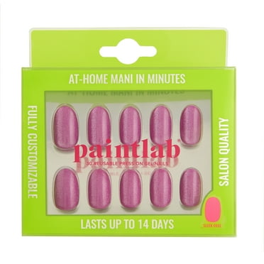PaintLab Press on Nails Lavender Fairy Cat Eye, Short Oval