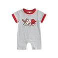 thumbnail image 3 of Baby Boys Summer Romper Infant Short Sleeve Crew Neck Baseball Print Casual Jumpsuit, 3 of 10