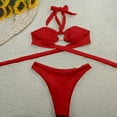 thumbnail image 4 of UTSJKR Women's Twisted Ruched Bikini Sets Two Piece Swimsuits Sexy Halter Cheeky Bathing Suits for Summer Beach Red L, 4 of 4