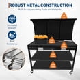 thumbnail image 2 of YUSAZENS 48 Inch Three Layer Workbench, Cold Rolled Steel Construction with Rear Back Panel, Black Multifunctional Utility Table for Household Garage DIY, 2 of 6