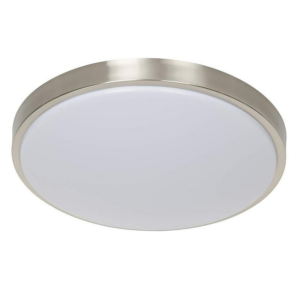F7284-80-3K-Sunset Lighting-14 Inch 24W LED Flush Mount   Bright Satin Nickel Finish with White Glass