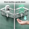 thumbnail image 4 of YIGII Shower Caddy Tension Pole - Corner Shower Shelves with Soap Holder (Stainless Steel, Silver, Floor to Ceiling 25-114.2 inch), 4 of 6