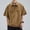 Brown, variant on Men Cargo Pocket Polo Shirt Solid Color Loose Fit Button Short Sleeve Summer Top