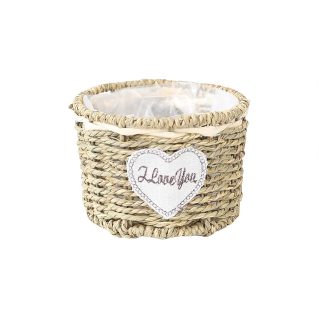Deeceymbur 6 Inch Handmade Rattan Woven Flower Pot Boho Style Decor for Succulents Small Plantss Home Office