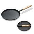thumbnail image 4 of 8 Inch Flat Griddle Pan, Nonstick Frying Skillet for Camping Hiking Backpacking, Wooden Handle Even Heat Distribution, Black, 4 of 6