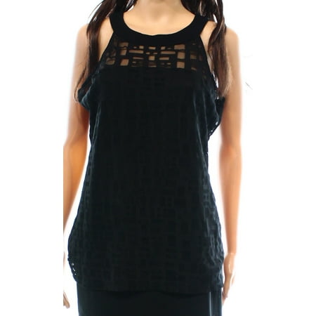 Keyhole Beaded Halter Top - INC NEW Deep Black Womens Size Medium M Halter Keyhole Knit Blouse