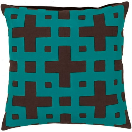Coffee Bean And Dark Turquoise Polyester Filled 18 X 18 Pillow