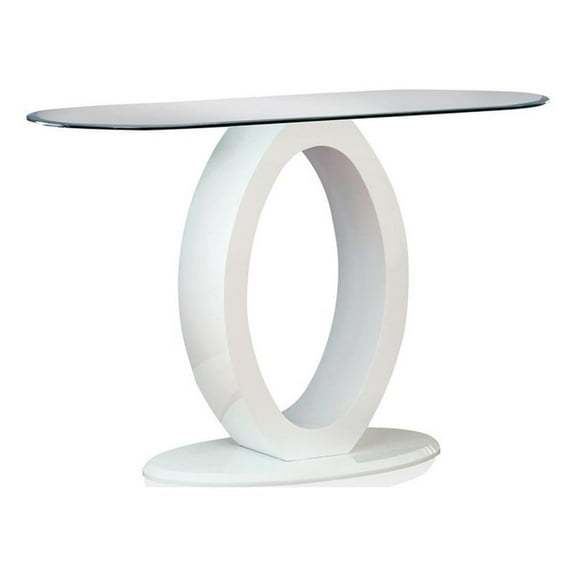 Bowery Hill Glass Top Console Table in White