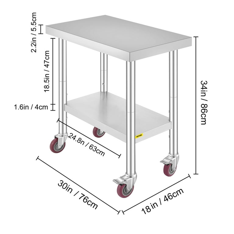 Metal work table with wheels deals