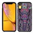thumbnail image 2 of FINCIBO Purple Hybrid Case Hard Plastic TPU Slim Back Cover for Apple iPhone XR 6.1", Elephant Head Aztec, 2 of 7