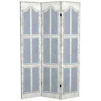 Oriental Furniture 6 ft. Tall Shutters Canvas Room Divider - 3 Panel