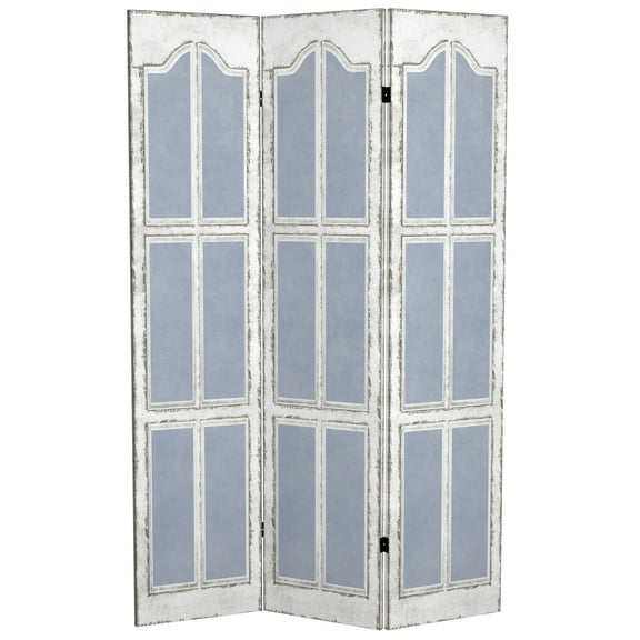 Oriental Furniture 6 ft. Tall Shutters Canvas Room Divider - 3 Panel