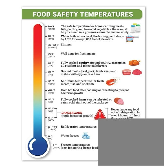 Food Safety Temperatures Poster Scales Temperatures Wall Poster Kitchen Restaurant Cafeteria