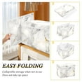 thumbnail image 4 of Large Lidded Bin Foldable Storage Baskets White and Gold Marble Boxes Cubes Lids with 2 Handles for Home Bedroom Office 16.5"x12.6"x11.8", 4 of 7