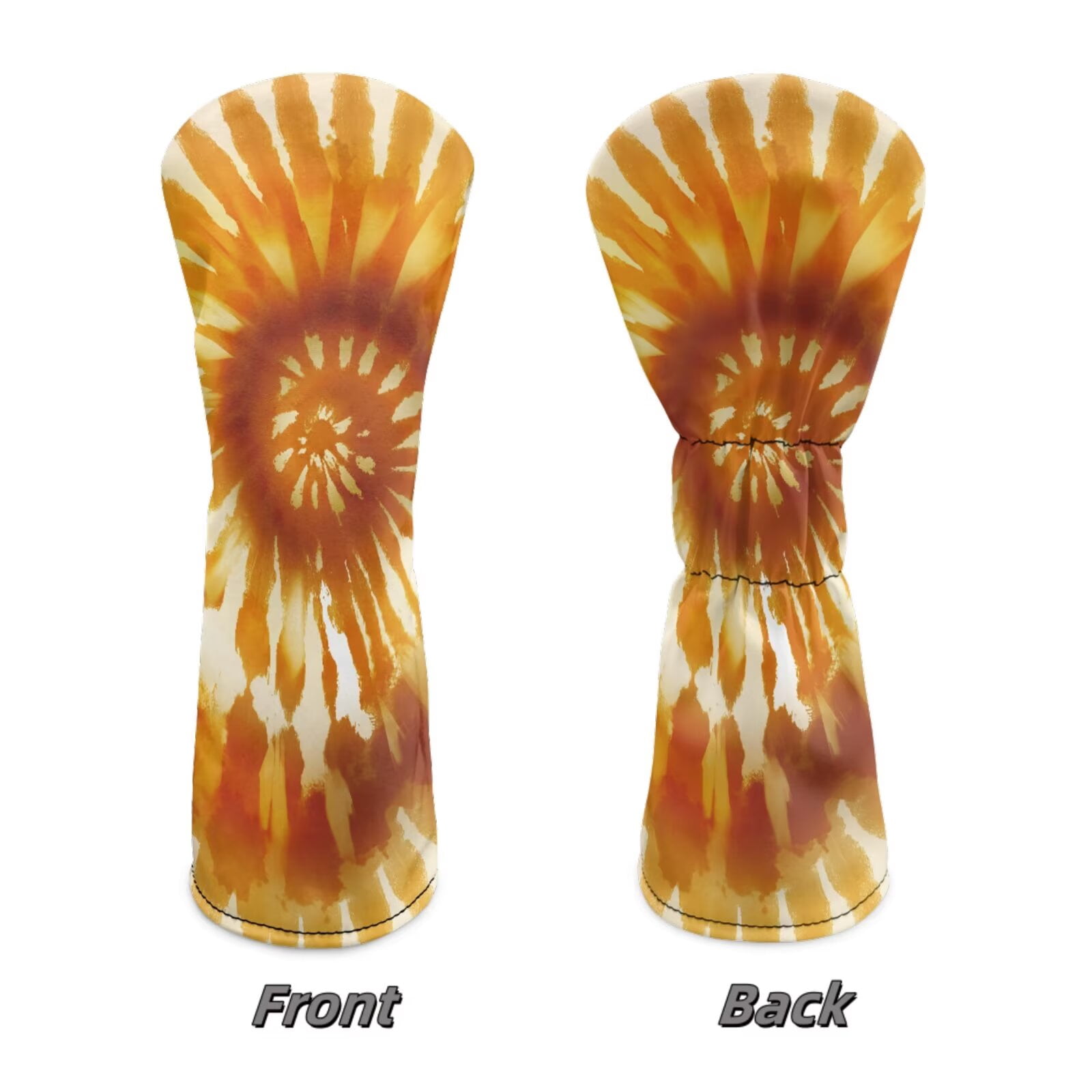 Uorisanigo Golf Head Covers 3PCS, Headcover Set for Driver/Fairway Wood/Hybrid, PU Leather Orange Tie-Dye Print Golf Club Head Covers with Soft Lining for Extra Club Protection