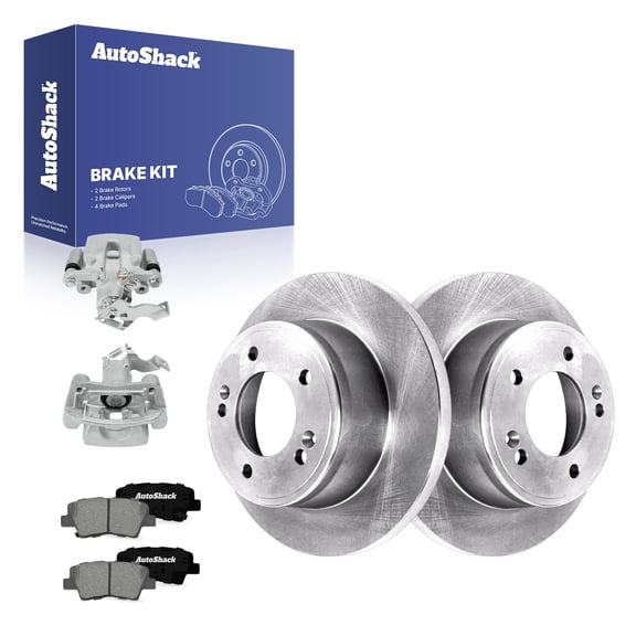 AutoShack Rear Brake Rotors, Ceramic Pads & Calipers for Hyundai, Veloster 2016-2017 Elantra GT 2017, FWD L4 1.6L 2.0L - 10.31" (261.9 mm), 5-Lug