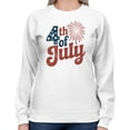thumbnail image 2 of Smartprints 4th of July Fireworks Retro Women's Sweatshirt, White, S, 2 of 3