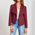 thumbnail image 2 of Women's Faux Suede Jackets 2024 Fall Long Sleeve Open Front Cropped Coat, 2 of 5