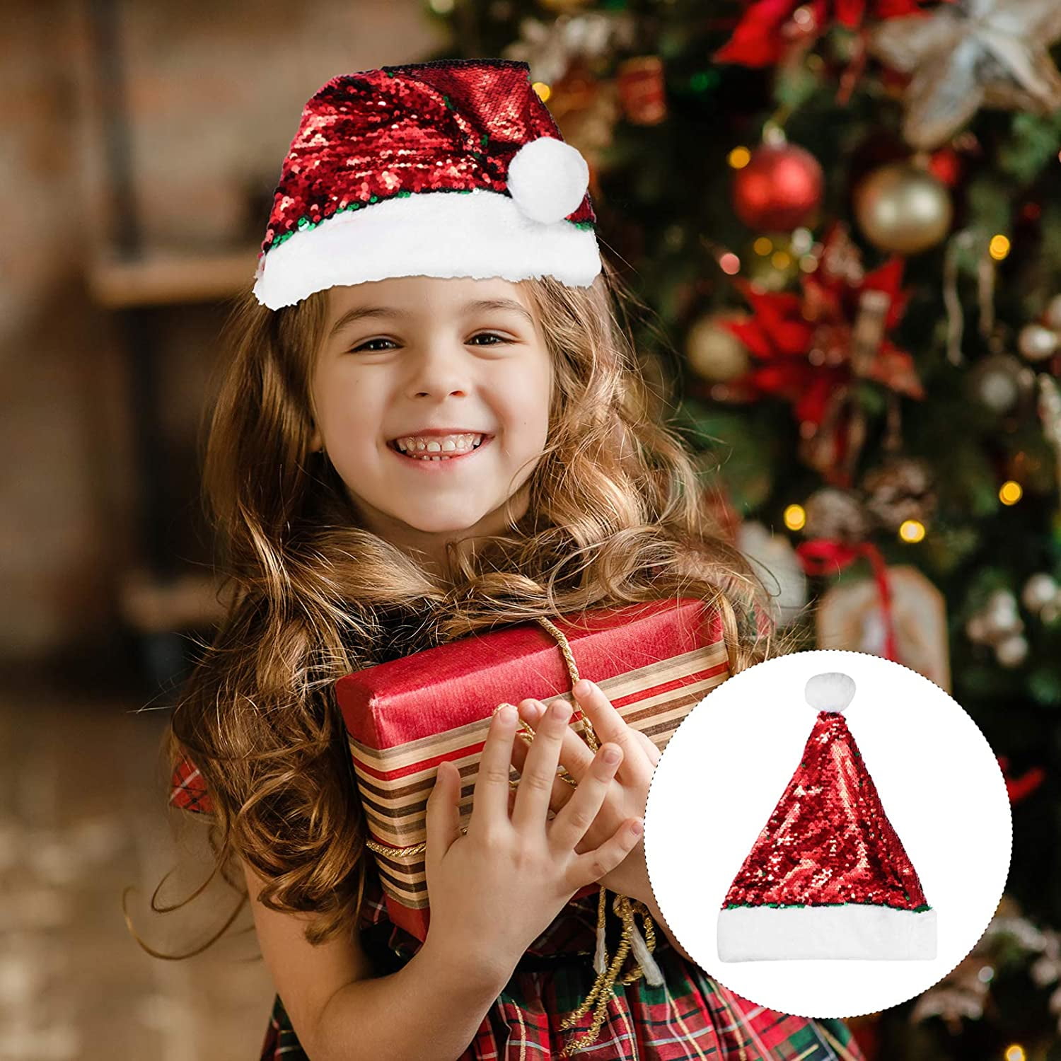 Christmas Santa Hats Red Sequin Hat 