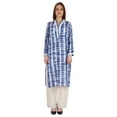 thumbnail image 1 of Bimba Printed Straight Kurti For Women Casual Summer Wear V-Neck W/ Lace Tunic Designer Kurta, 1 of 6