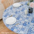 thumbnail image 3 of GFDYREE Nappe Ronde Ajustée en Vinyle avec Endos en Flanelle, Bord Élastique, Nappe en Plastique Imperméable, Résistante aux Taches, Essuyable, pour Table Ronde de 40 Pouces-44 Pouces, 3 of 7