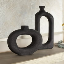 Dahlia Studios Amaranth Black Wood 2-Piece Decorative Vase Set