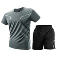 thumbnail image 2 of Men’s Athletic Quick Dry Short Sleeve T-Shirt and Shorts Set Lightweight Breathable Sportswear for Fitness Running Training Gym Workout, 2 of 9