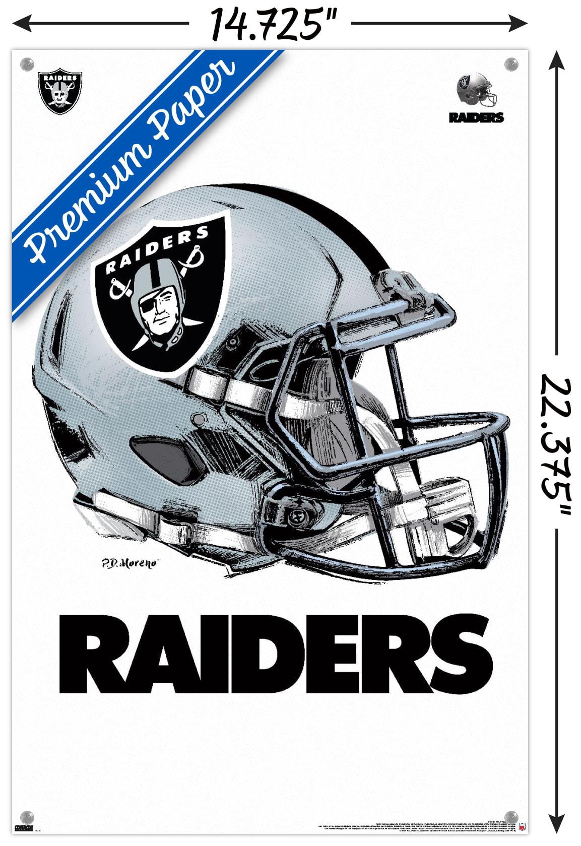 NFL Las Vegas Raiders - Drip Helmet 20 Wall Poster with Push Pins, 14.725" x 22.375"