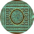 thumbnail image 1 of Ahgly Company Indoor Round Medallion Turquoise Blue Traditional Area Rugs, 3' Round, 1 of 4