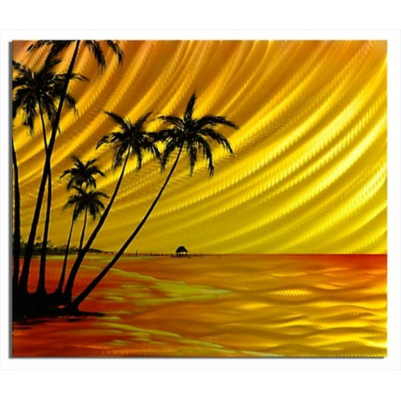 Metal Artscape Métal MA10043 24 X 20 Po. Art Mural en Fait Main Coucher de Soleil sur une Seule Toile