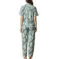 thumbnail image 3 of INSPIRE CHIC Women's Pajama Sets Button Down Shirt with Long Pants 2 Pcs Nightwear Sleepwear XL Grey Blue, 3 of 5