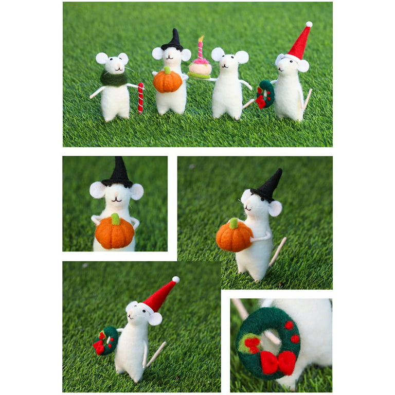 Handmade Wool Felt Animals Figurine DIY Wool Felt Cute Mouse Christmas  Halloween Ornament Mouse with A Pumpkin Xmas Home Decor - AliExpress