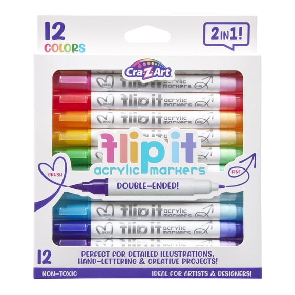 Cra-Z-Art 12ct Flip it Acrylic Double Ended Marker (Brush/Fine)