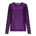 thumbnail image 4 of Wensltd Sparkle Sequin V Neck T Shirt for Women Fashion Casual Pullover Blouse Versatile Spring Outfit, 4 of 8