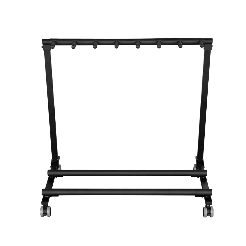 Ataucjin Multi Guitar Stand Rack with Wheels 7 Holders Portable & Collapsible Guitar Stand Display Rack with No-Slip Rubber Padding Guitar Storage Rack for Home