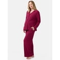thumbnail image 2 of Ingrid & Isabel For Every Belly Women's Maternity Long Sleeve Button Down Shirt & Open Leg Pajama Set, Sizes S-XXXL, 2 of 9