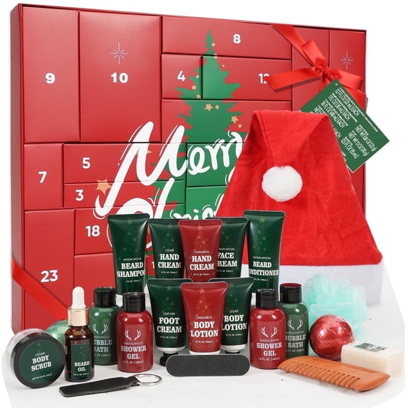 Rinse & Robust Advent Calendar 2025, 24 Pcs Bath and Body Valentines Day Gift Sets for Men Grooming