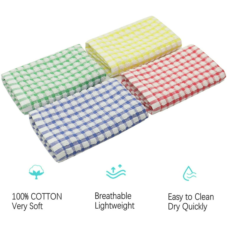 Oeleky Dish Cloths for Kitchen Washing Dishes, Super Absorbent Dish Rags,  Cotton Terry Cleaning Cloths Pack of 8, 12x12 Inches