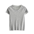 thumbnail image 3 of Plus Size Women's Modal Cotton Blend Pajama Tops, V Neck Short Sleeve Loose Solid Sleep Shirts, Soft Cooling Casual Pajama Shirts, Spring Summer Home Daily | TruHer,Gray 2XL, 3 of 6