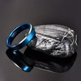 thumbnail image 4 of Vakki 5mm Tungsten Carbide Wedding Ring Blue with Silver Beveled Edge, 4 of 5
