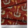 thumbnail image 3 of Soimoi Red Cotton Voile Fabric Bottle & Wreath Floral Fabric Prints By Yard 56 Inch Wide, 3 of 3