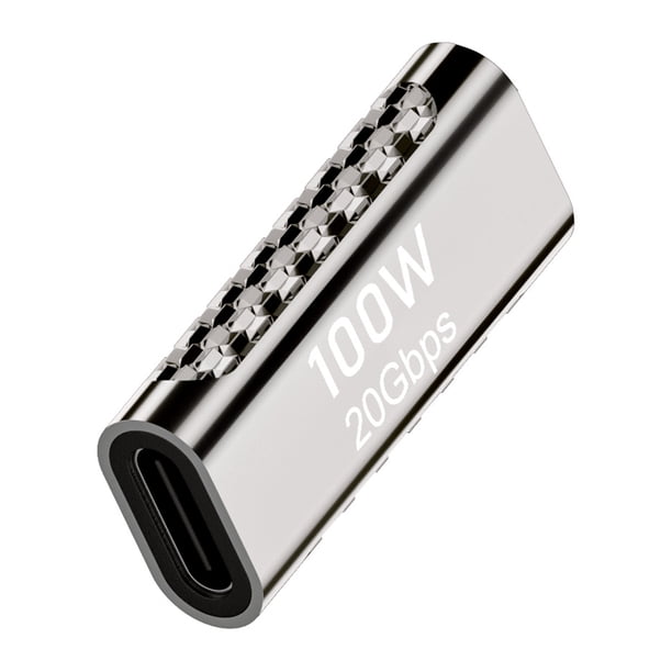 Adaptador USB C OTG de aleación de zinc, tipo C hembra a macho, cargador de 20 Gbps, 100 W PD, carga rápida y sincronización de datos para teléfonos, portátiles y tabletas.