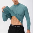 thumbnail image 6 of Njagoc3 Men's Half-Zip Long Sleeve Compression Top - Gym & Training Wear，Green，XXL, 6 of 6