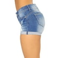 thumbnail image 3 of IDALL Jean Shorts Workout Shorts Women Denim Shorts Low Rise Ripped Stretchy Jeans Shorts Cuffed Hem Denim Shorts Booty Shorts for Women Light Blue L, 3 of 5