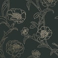 thumbnail image 3 of Tempaper Black & Metallic Gold Peonies Peel and Stick Wallpaper, 20.5" x 16.5', 3 of 9