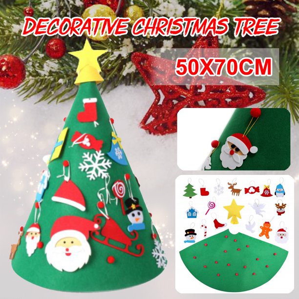 Felt Christmas Tree Set Christmas Festival Diy Kids Educational Toy Door Wall Decoration With Detachable Ornaments Party Home Accessories Walmart Com Walmart Com
