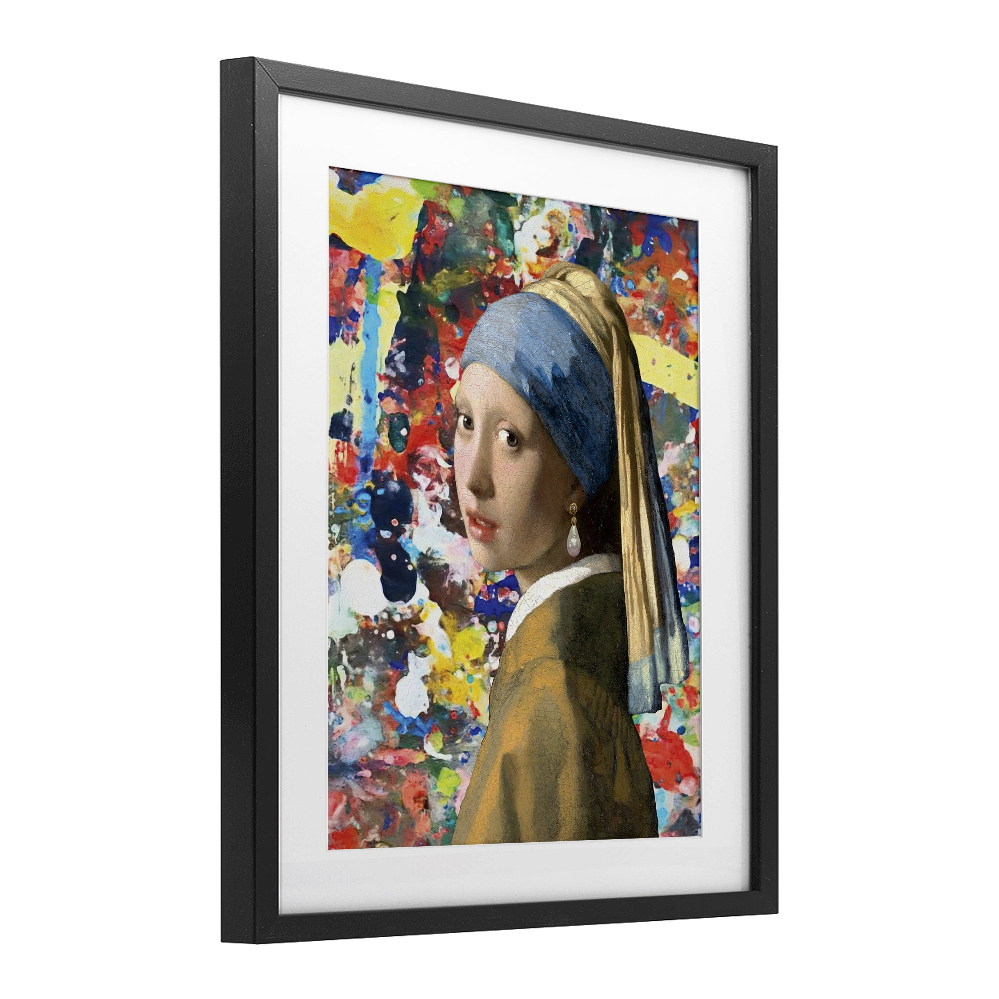 Stupell Industries Modern Splatter Iconic Pearl Earring Black Framed Print Under Glass, design by Grotto Studios