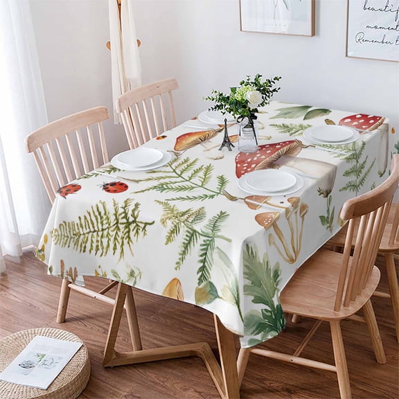 Mushroom Tablecloth Rectangle Table Cloth 52x70 , Waterproof Tablecloth Outdoor Table Cloth, Vintage Botanical Spring Floral Farmhouse Washable Table Cover for Kitchen Dining Party