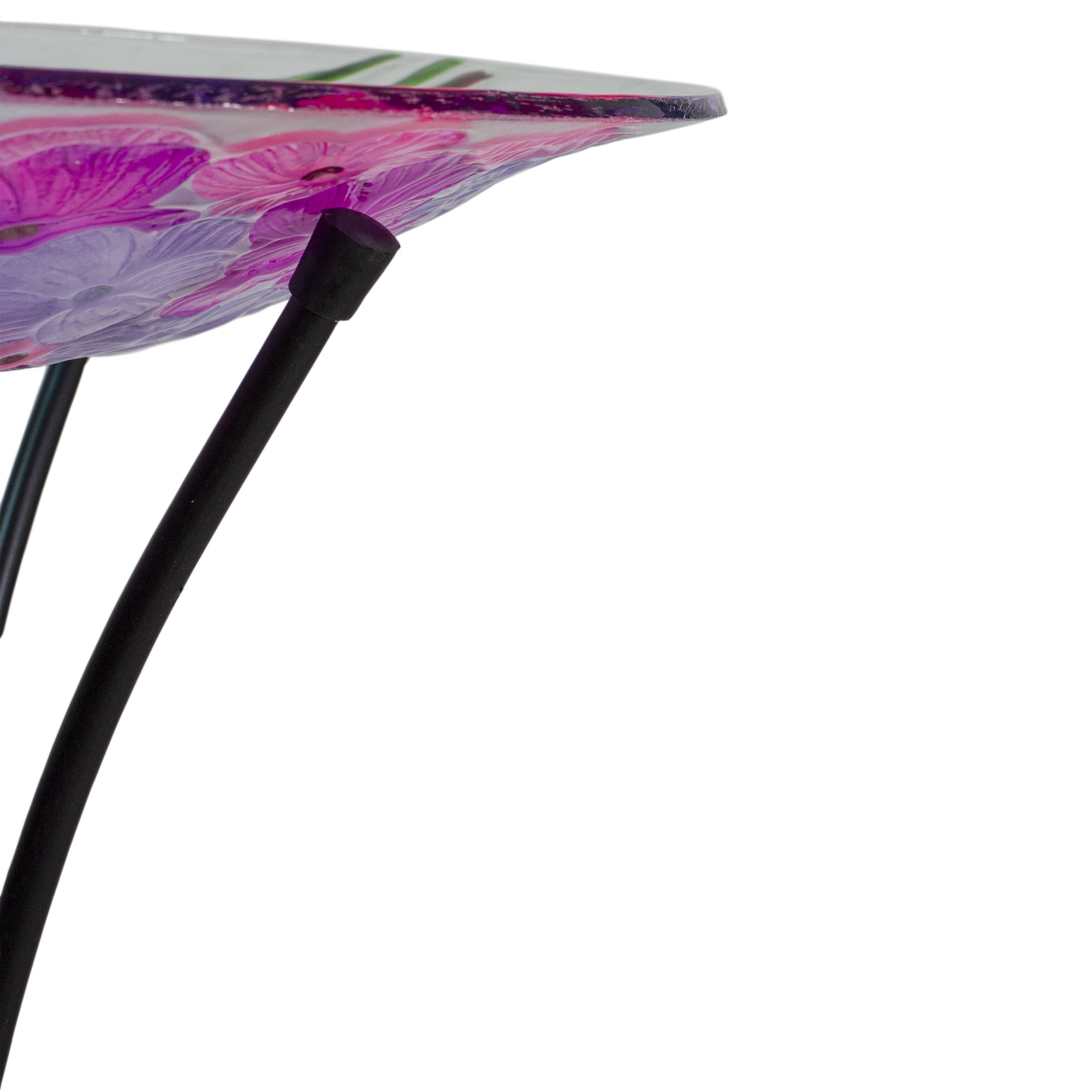 Northlight 18” Pink and Purple Dragonflies Hand Painted Glass Outdoor Patio Birdbath