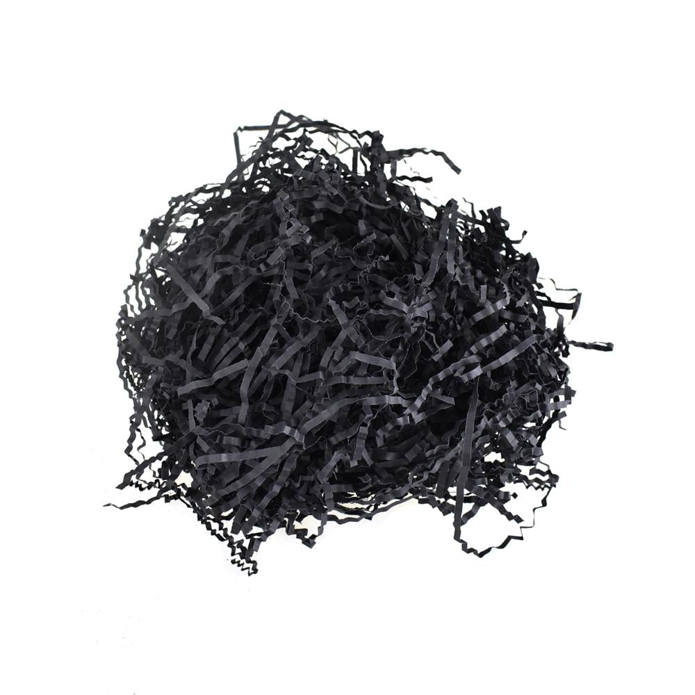 Crinkled Paper Shreds Packaging, 2Ounces, Black